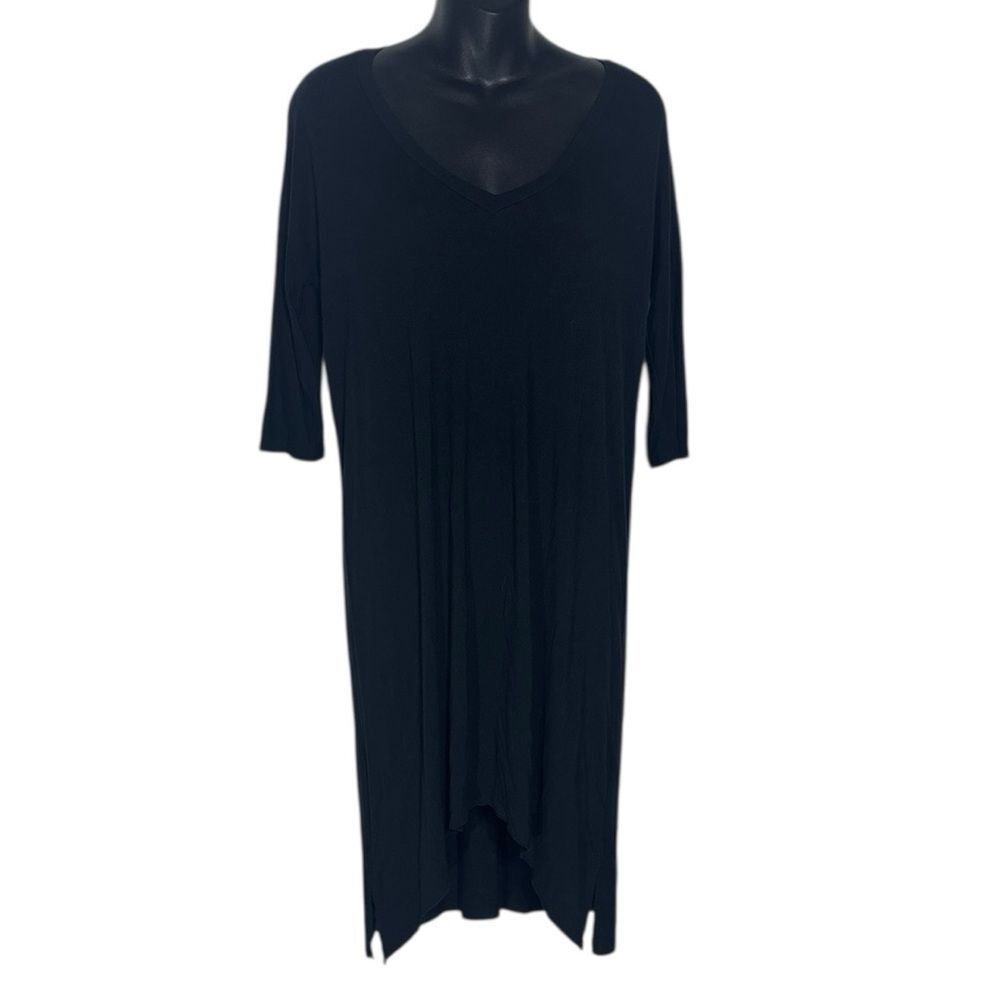 Joah brown women’s M/L black minimalist assymetrical dress half sleeve capsule